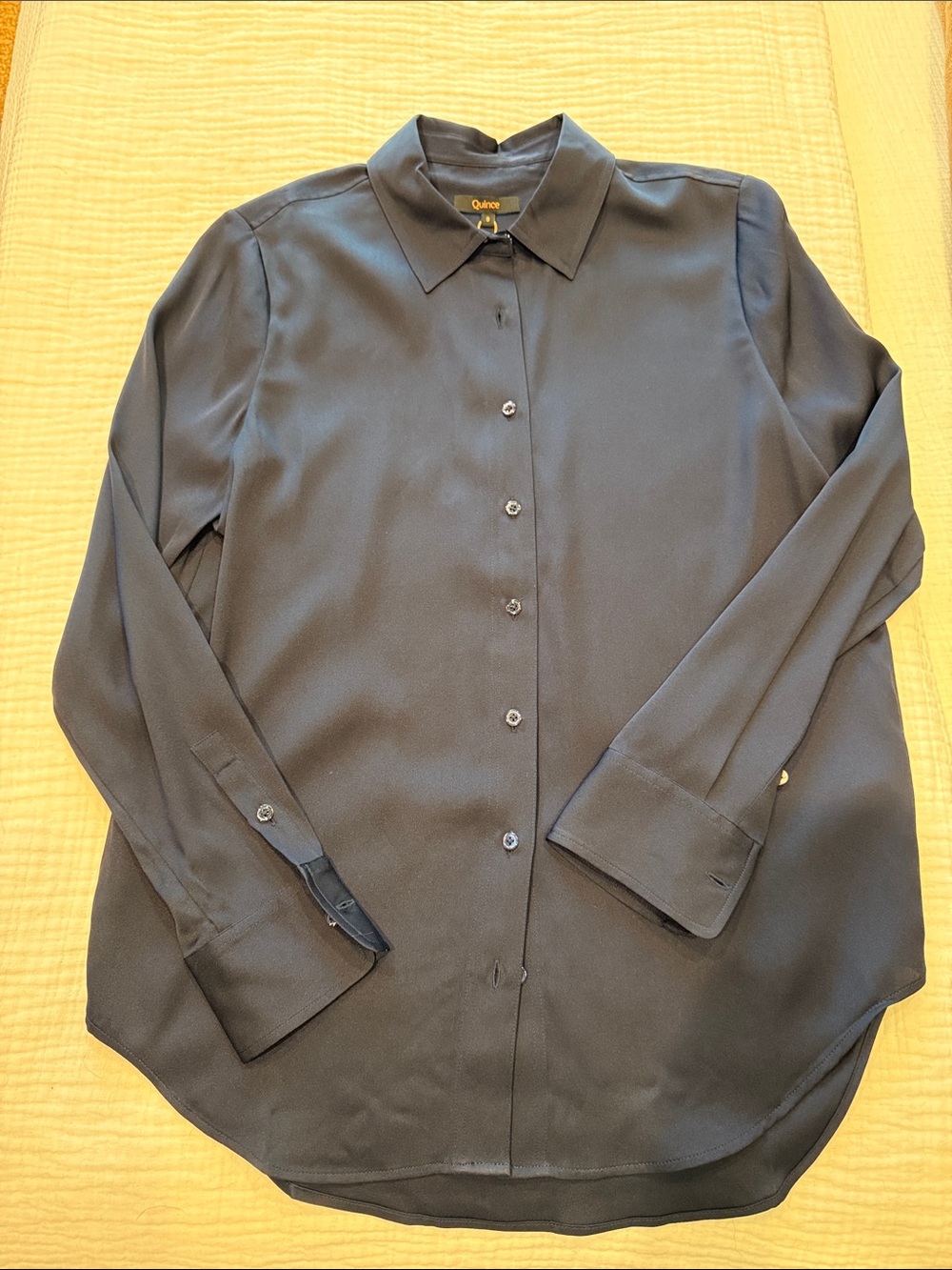 Quince Navy Silk Blouse NWT - Size S